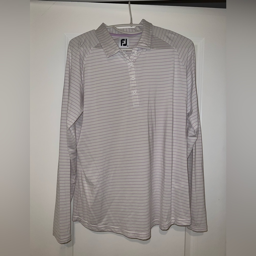 FootJoy golf Women's pink and white Striped long sleeve